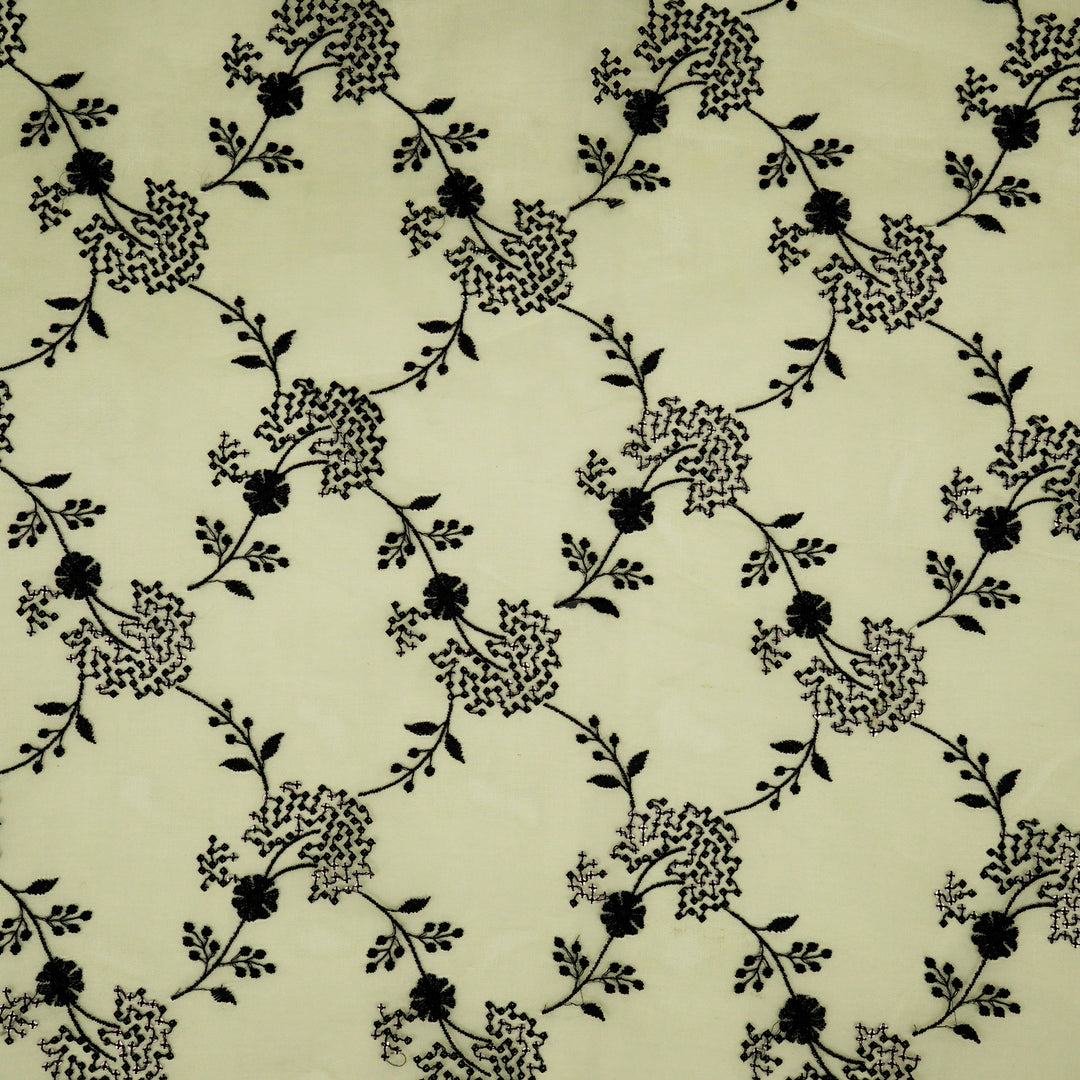 Nishika Jaal on Cream Silk Organza Embroidered Fabric