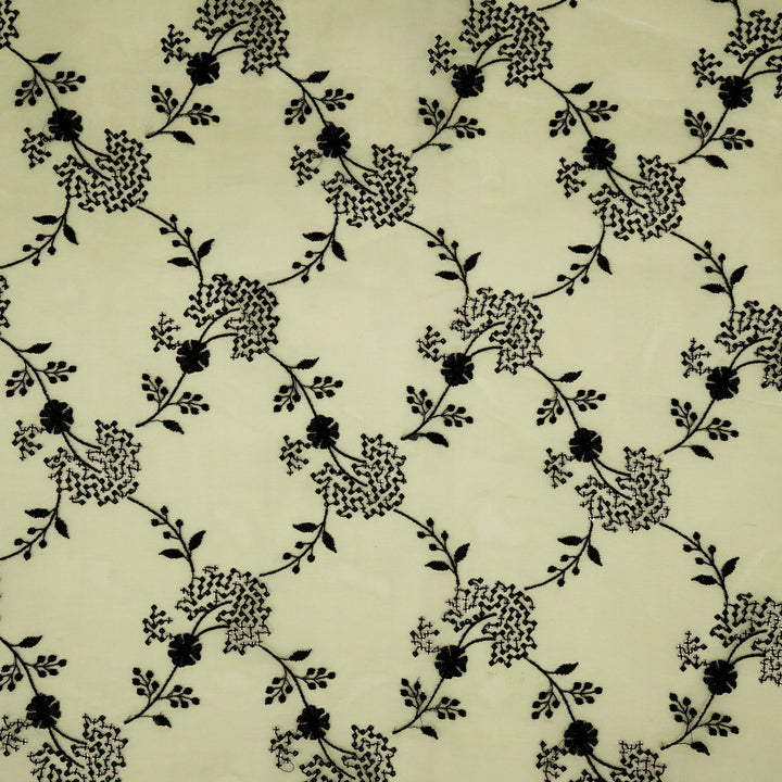 Nishika Jaal on Cream Silk Organza Embroidered Fabric