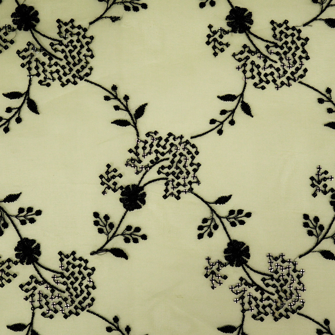 Nishika Jaal on Cream Silk Organza Embroidered Fabric