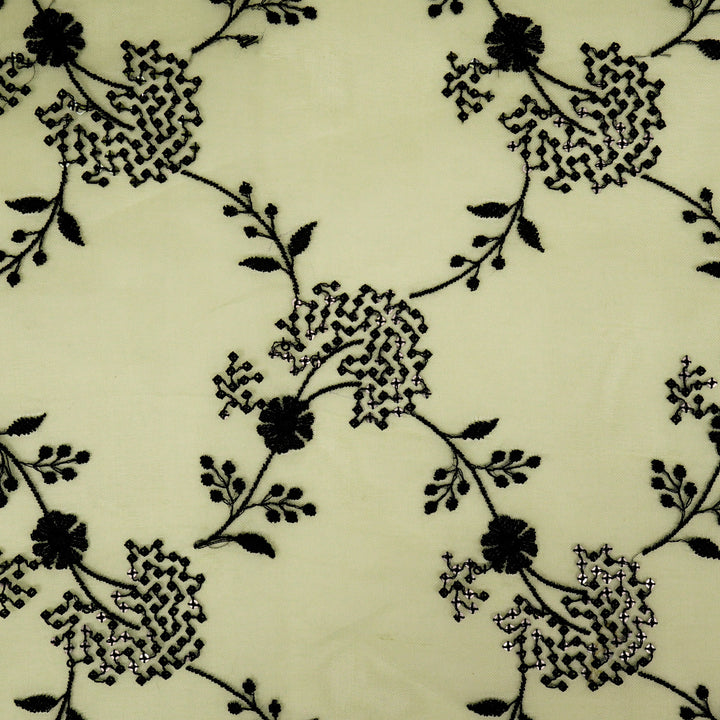 Nishika Jaal on Cream Silk Organza Embroidered Fabric