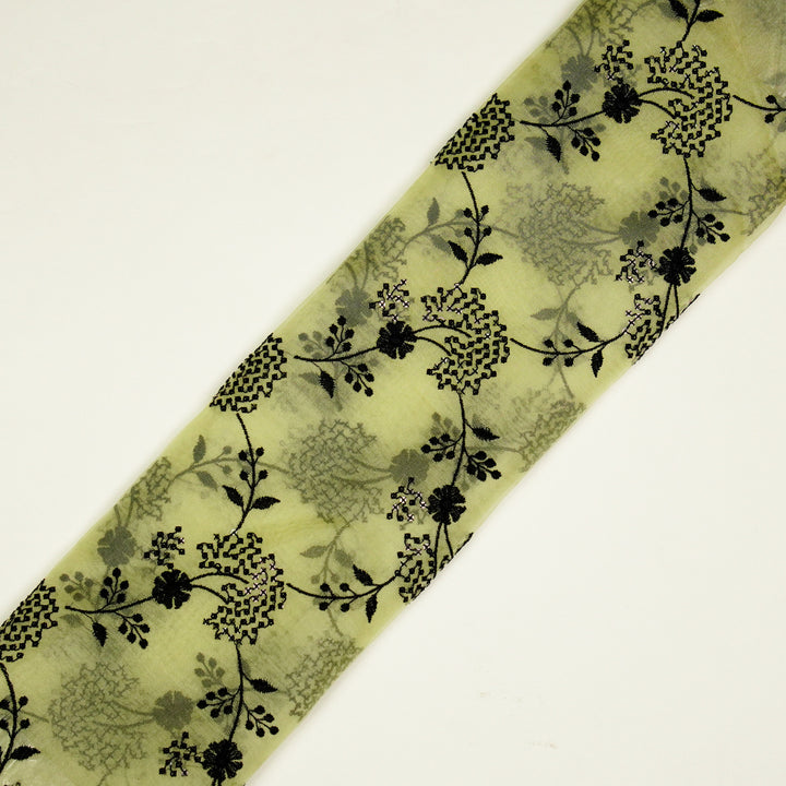 Nishika Jaal on Light Lemon Silk Organza Embroidered Fabric