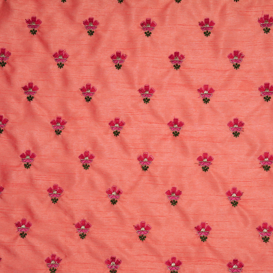 Trifla Buti on Gajari Dola Silk Embroidered Fabric