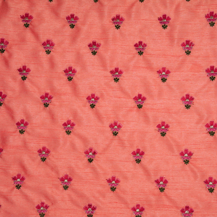 Trifla Buti on Gajari Dola Silk Embroidered Fabric
