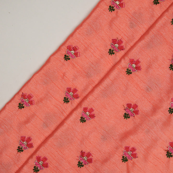 Trifla Buti on Gajari Dola Silk Embroidered Fabric