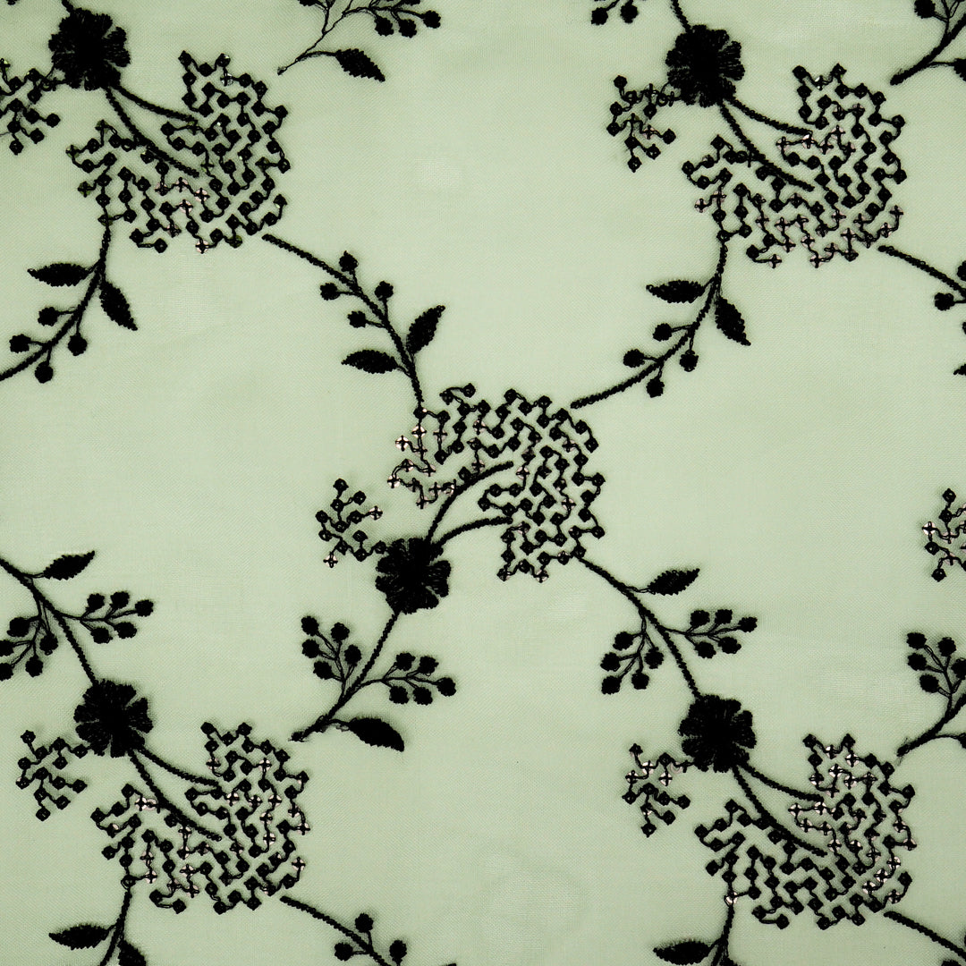 Nishika Jaal on Light Aqua Silk Organza Embroidered Fabric