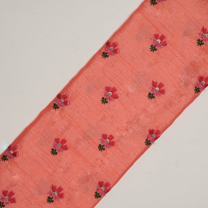 Trifla Buti on Gajari Dola Silk Embroidered Fabric