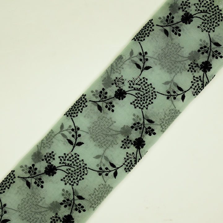 Nishika Jaal on Light Aqua Silk Organza Embroidered Fabric