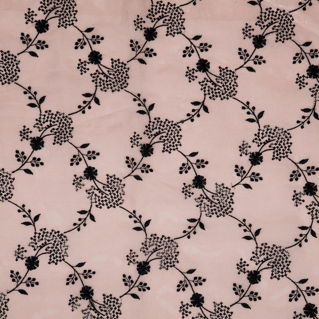 Nishika Jaal on Light Pink Silk Organza Embroidered Fabric