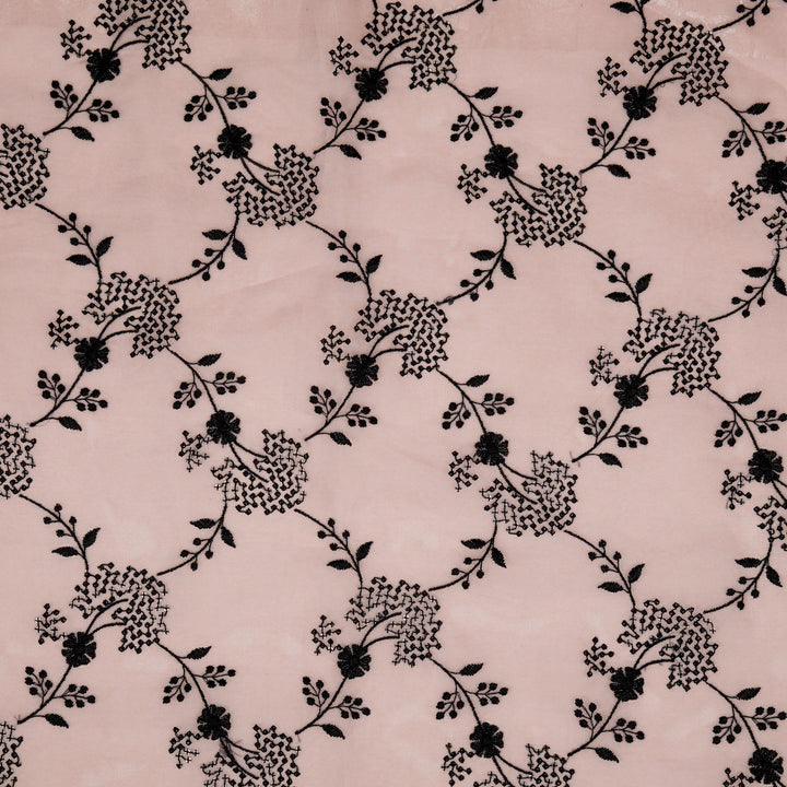 Nishika Jaal on Light Pink Silk Organza Embroidered Fabric