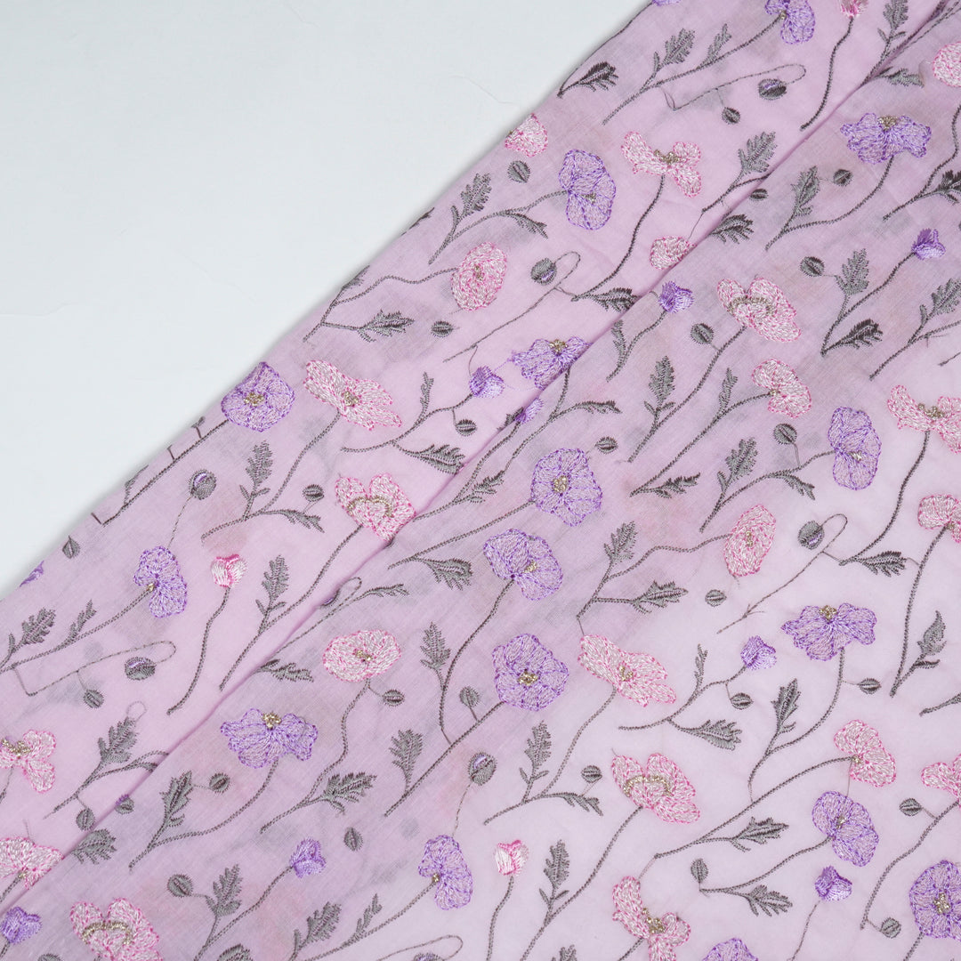 Tulika Jaal on Light Mauve Malmal Embroidered Fabric