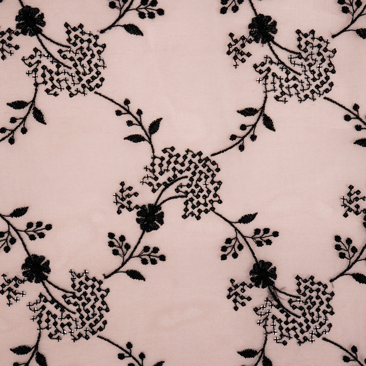 Nishika Jaal on Light Pink Silk Organza Embroidered Fabric
