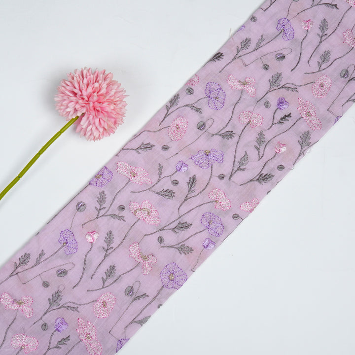 Tulika Jaal on Light Mauve Malmal Embroidered Fabric