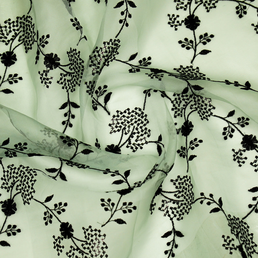Nishika Jaal on Light Aqua Silk Organza Embroidered Fabric