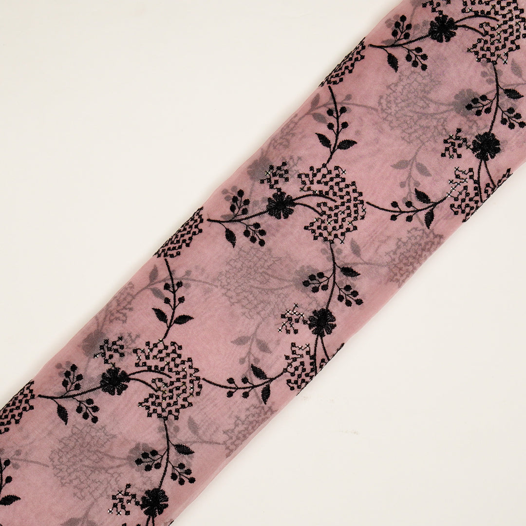 Nishika Jaal on Light Pink Silk Organza Embroidered Fabric