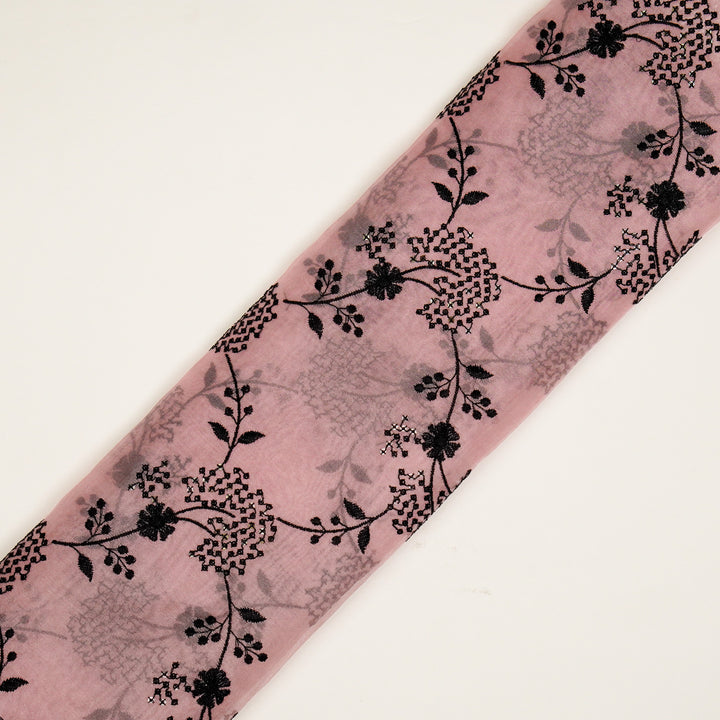 Nishika Jaal on Light Pink Silk Organza Embroidered Fabric
