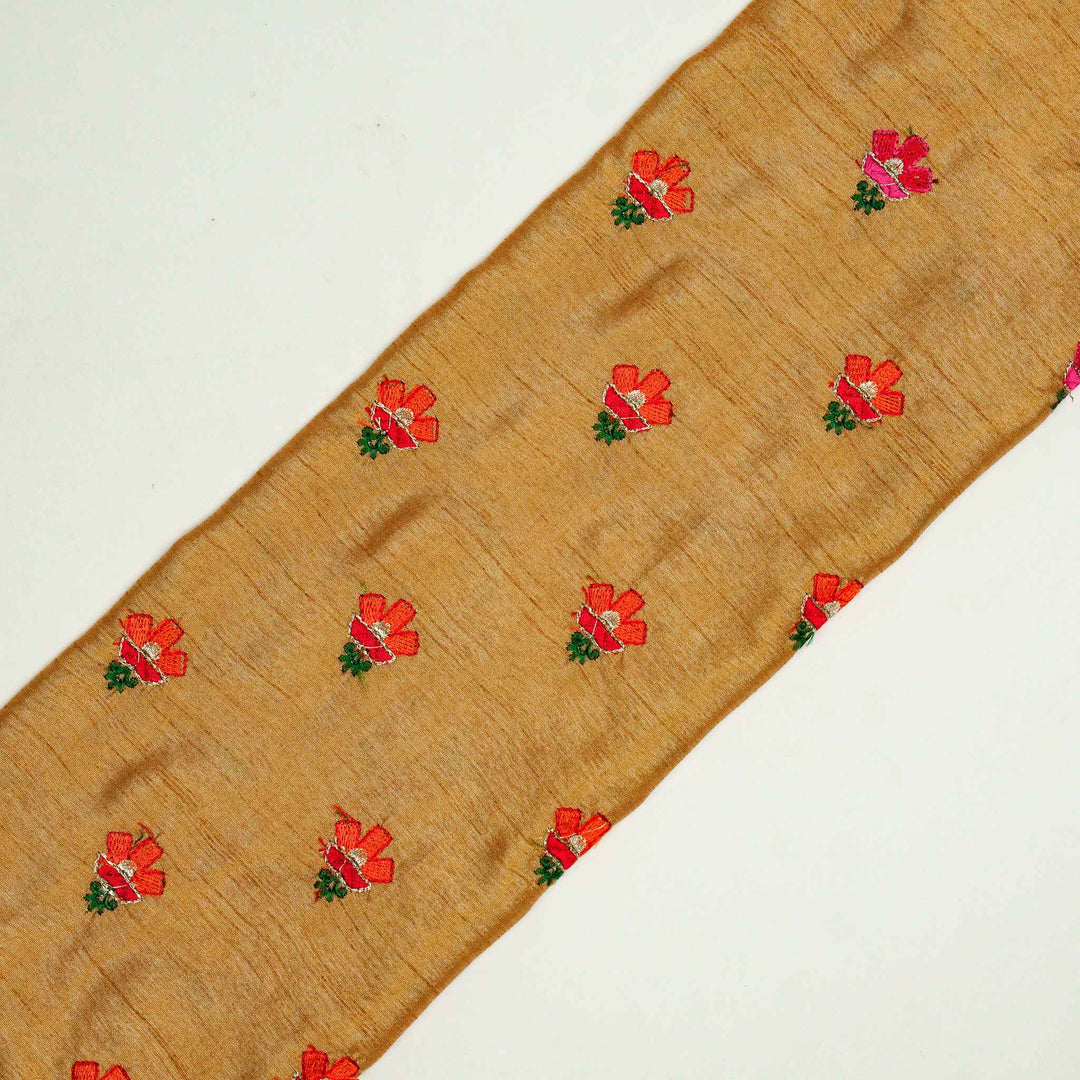 Trifla Buti on Beige Semi Raw Silk Embroidered Fabric