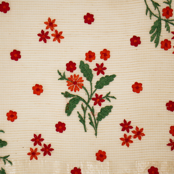 Nainika Buta on Cream Munga Kota Embroidered Fabric