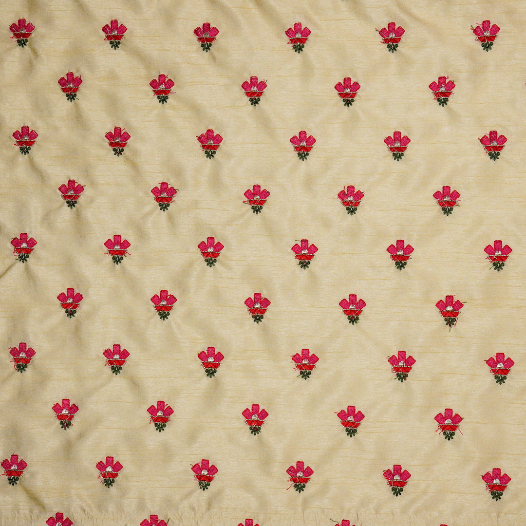 Trifla Buti on Cream Dola Silk Embroidered Fabric