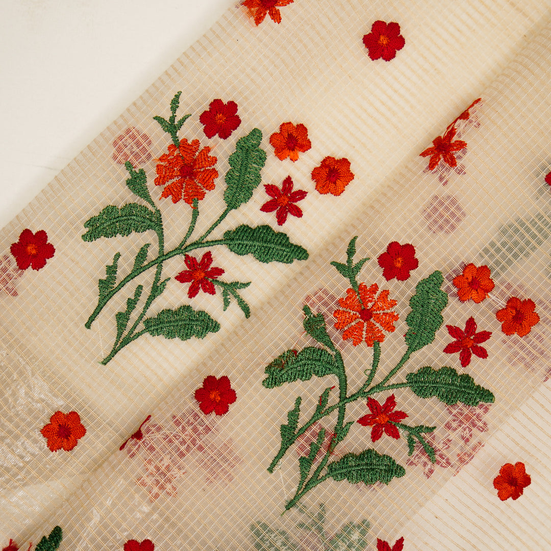 Nainika Buta on Cream Munga Kota Embroidered Fabric