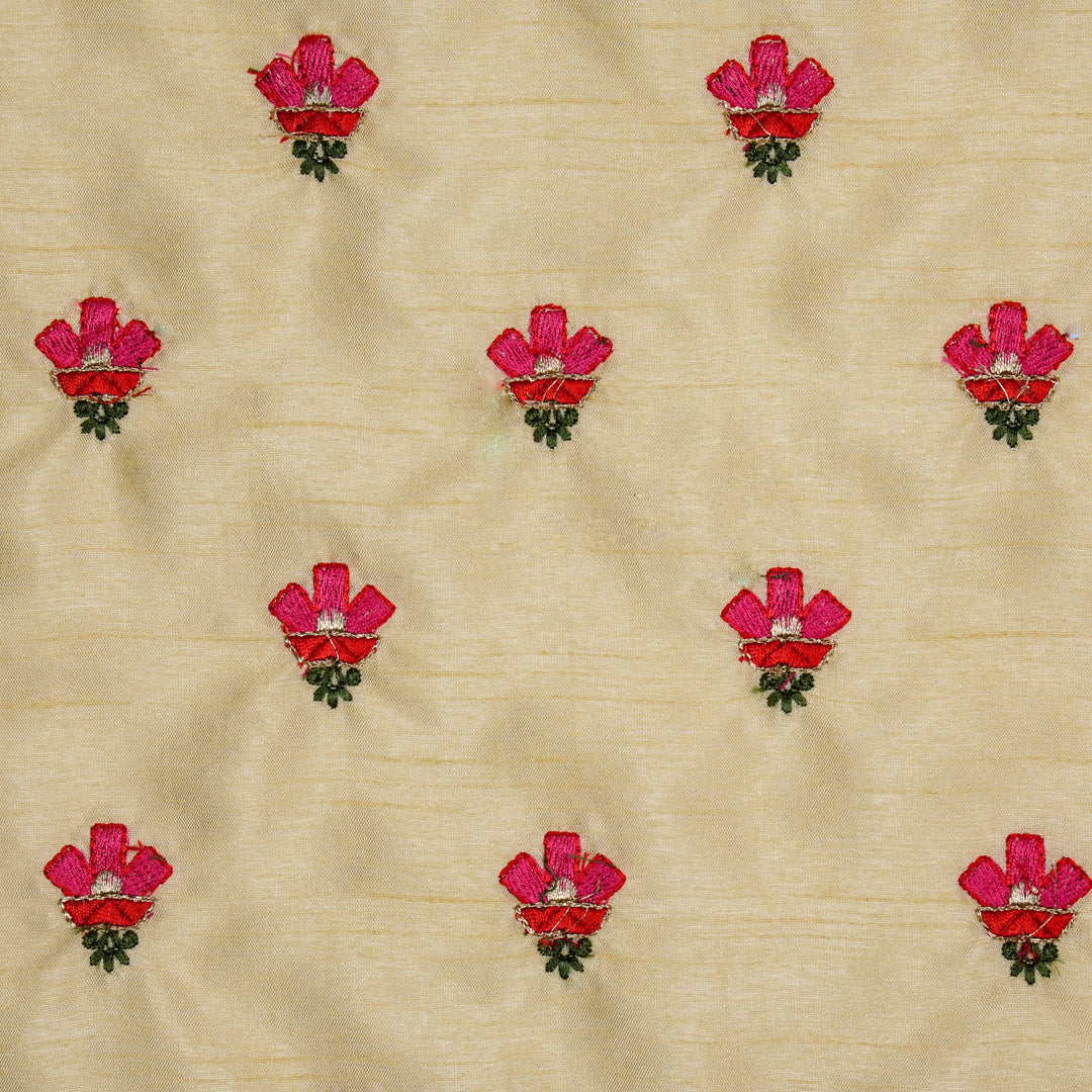 Trifla Buti on Cream Dola Silk Embroidered Fabric
