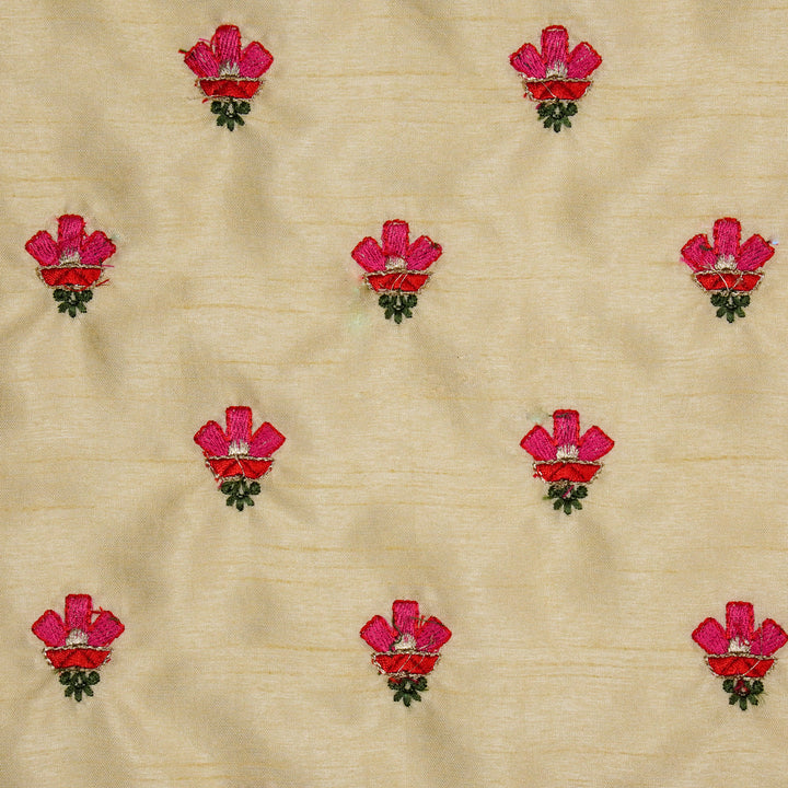 Trifla Buti on Cream Dola Silk Embroidered Fabric