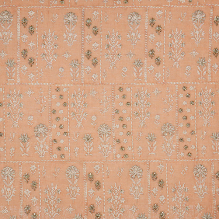 Shifa Jaal on Dark/Peach Cotton Silk Embroidered Fabric