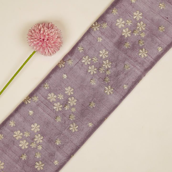 Afnan Buti on Deep Mauve Raw Silk Embroidered Fabric