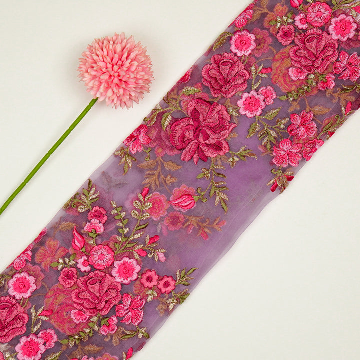 Mahaara Jaal on Deep Mauve Silk Organza Embroidered Fabric