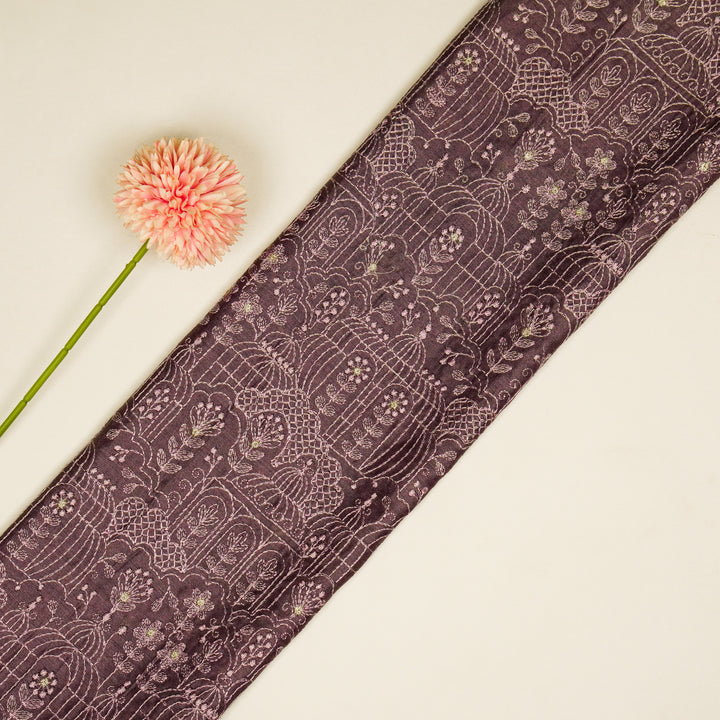 Shaira Jaal on Deep Mauve  Munga Silk Embroidered Fabric