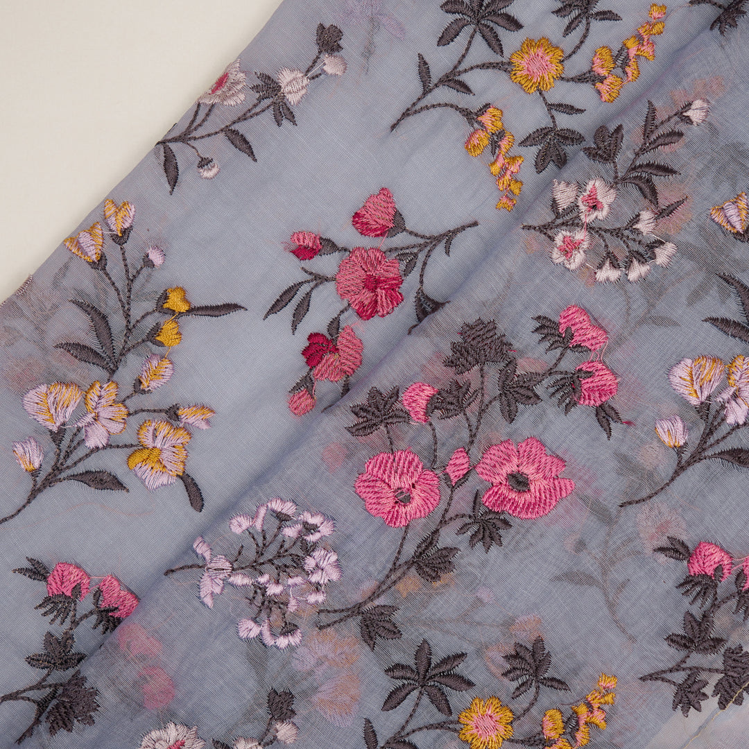 Nasma Jaal on Deep Mauve Cotton Silk Embroidered Fabric
