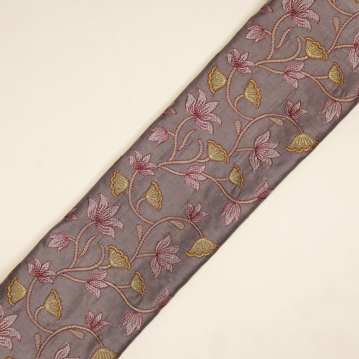 Manjusha Jaal on Deep Mauve Luxe Silk Chanderi Embroidered Fabric