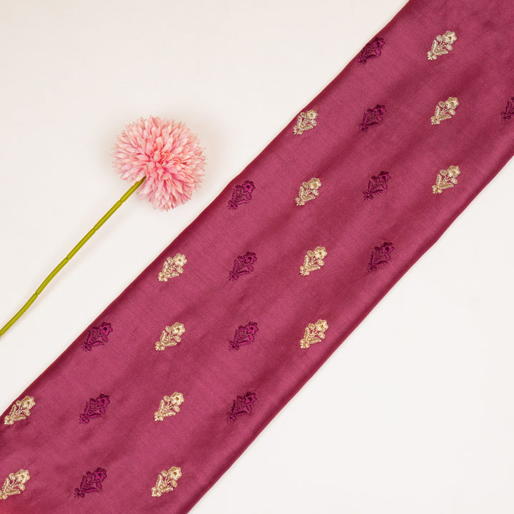 Tusha Buti on Dusky Fuxia Luxe Silk Chanderi Embroidered Fabric