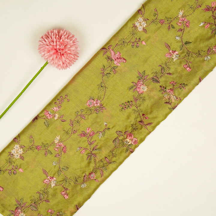 Ahlam Jaal on Dusky Lemon Luxe Silk Chanderi Embroidered Fabric