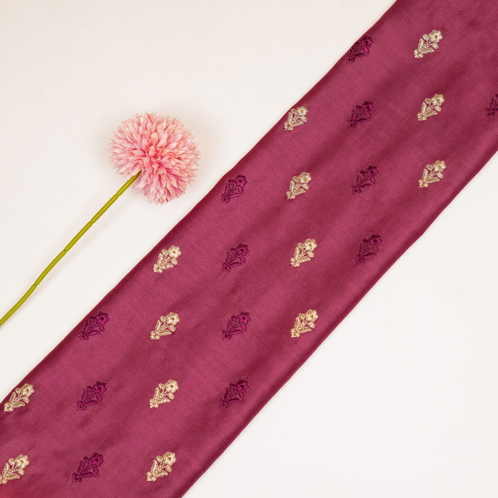 Tusha Buti on Dusky Fuxia Luxe Silk Chanderi Embroidered Fabric