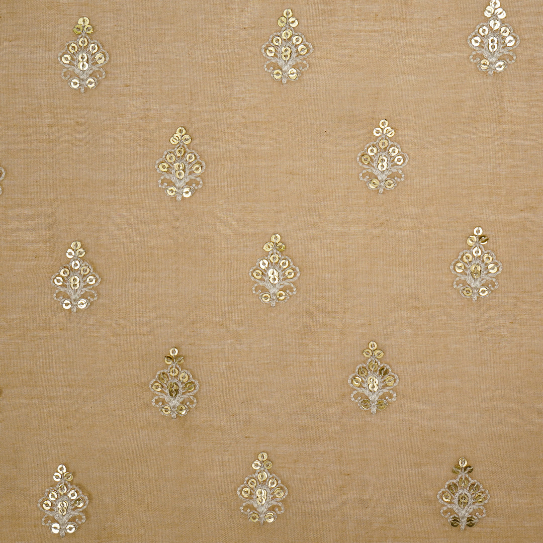 Yasira Buti on Dusky/Peach Cotton Silk Embroidered Fabric