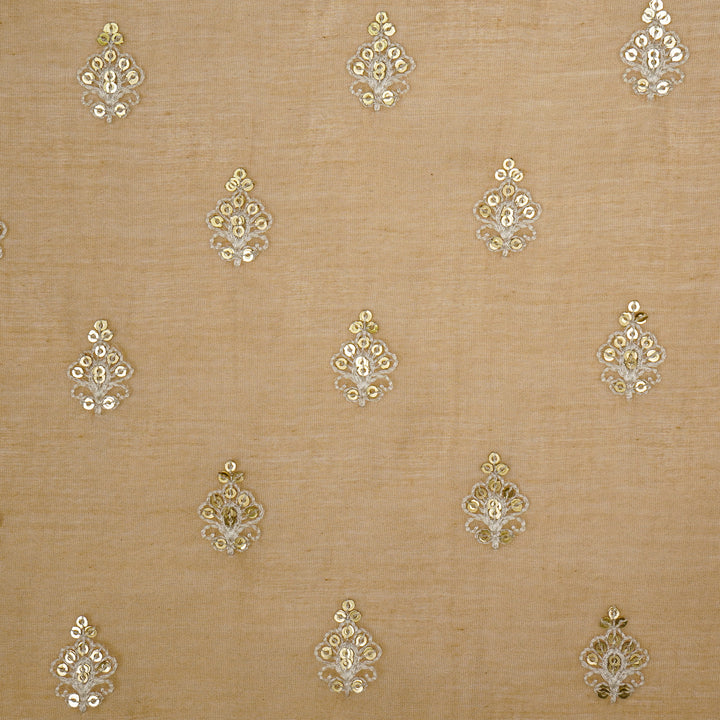 Yasira Buti on Dusky/Peach Cotton Silk Embroidered Fabric