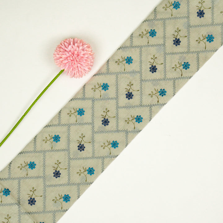 Tarika Jaal on Ecru Malmal Embroidered Fabric