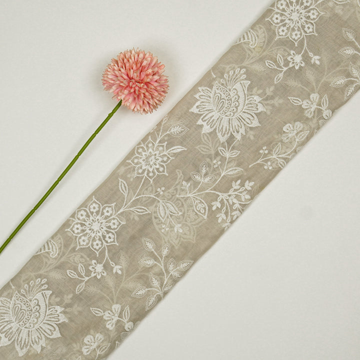 Sanjoli Jaal on Ecru Cotton Silk Embroidered Fabric