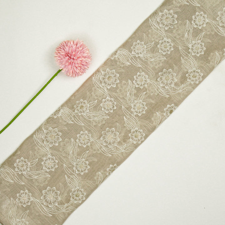 Alara Jaal on Ecru Cotton Silk Embroidered Fabric