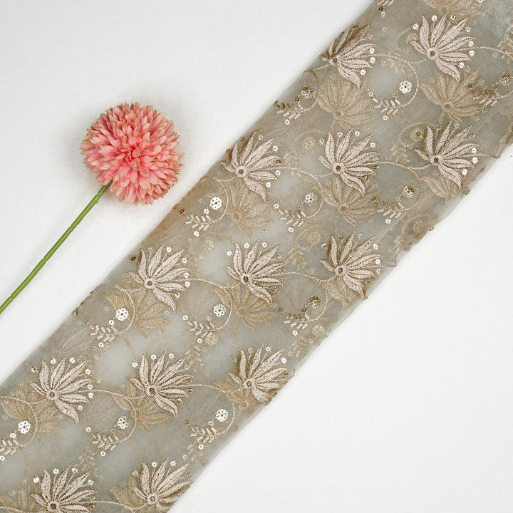 Kaaya Jaal on Ecru Silk Organza Embroidered Fabric