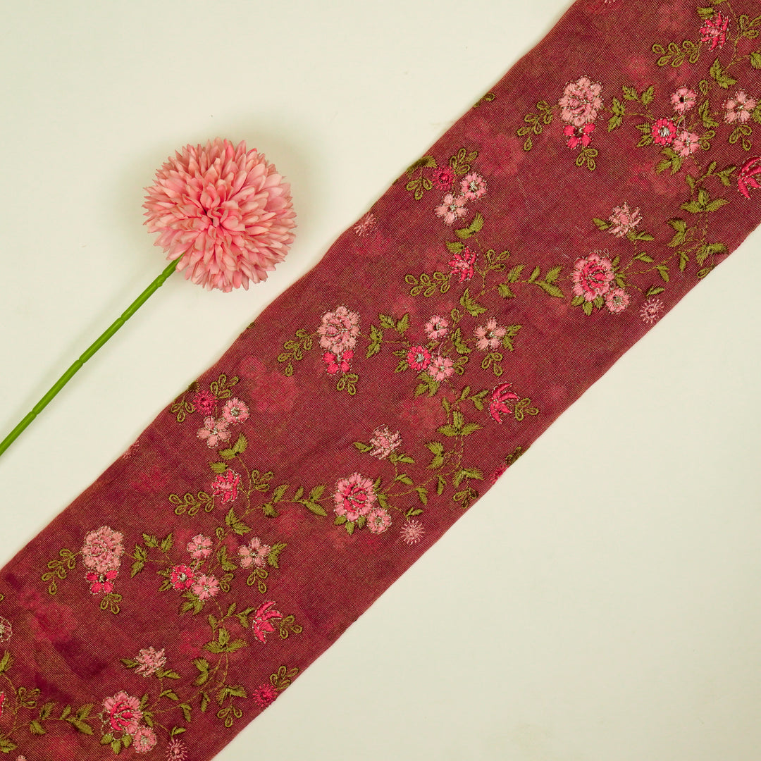 Wardiya Jaal on Fuxia Tissue Embroidered Fabric