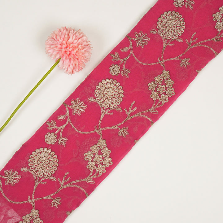 Glida Jaal on Fuxia Semi Georgette Embroidered Fabric