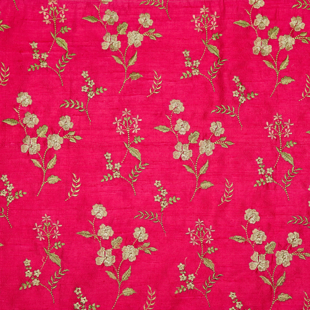Nura Buta on Fuxia Raw Silk Embroidered Fabric