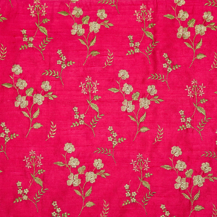Nura Buta on Fuxia Raw Silk Embroidered Fabric