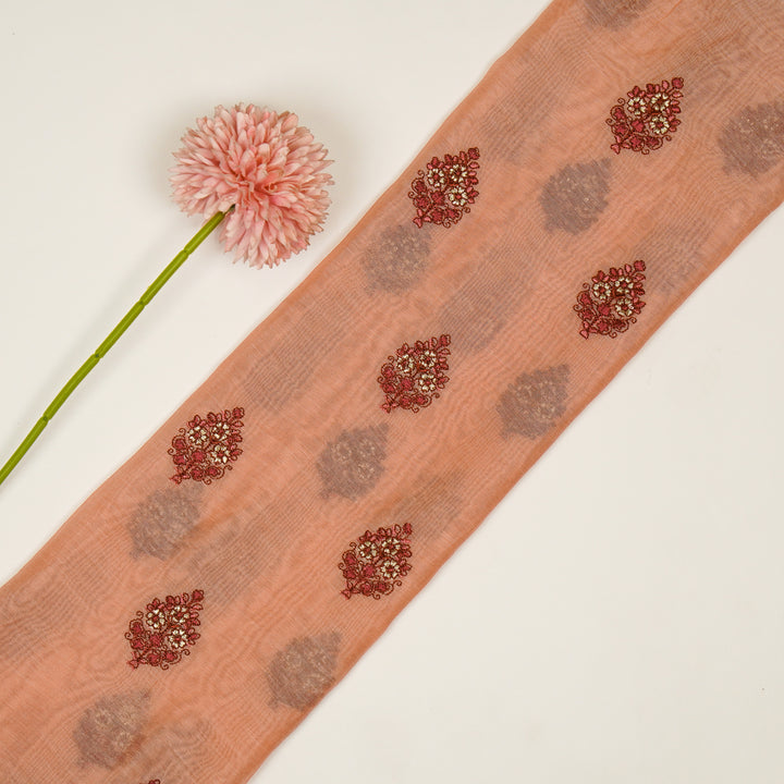 Lavika Buti on Gajari Cotton Silk Embroidered Fabric