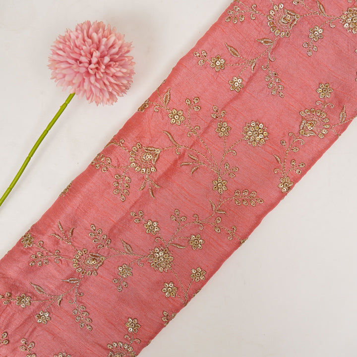 Floral Crown Jaal of Zari with Sequin Touch on Gajari Semi Raw Silk