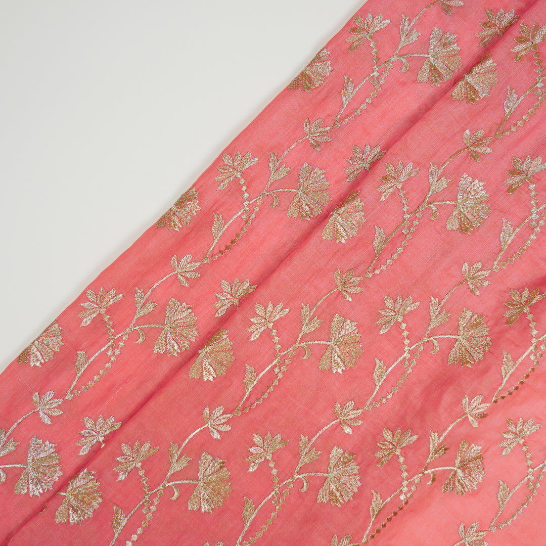 Nazma Jaal on Gajari Tussar Chanderi Embroidered Fabric