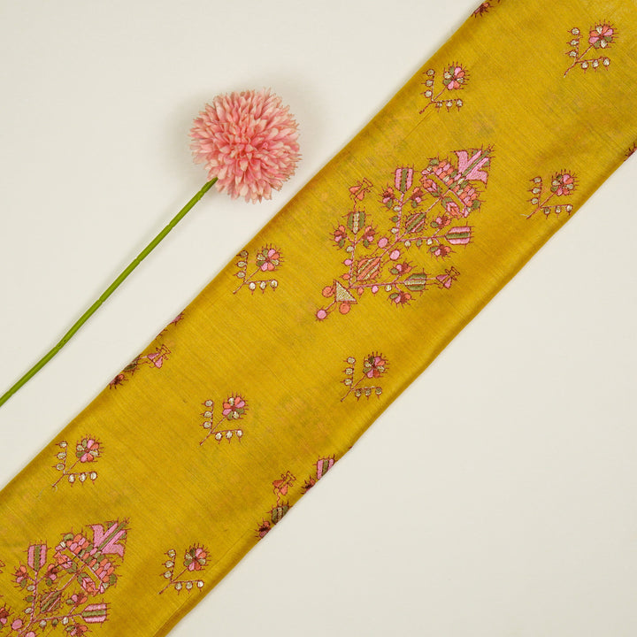 Rafa Mix Buta on Gold Luxe Silk Chanderi Embroidered Fabric