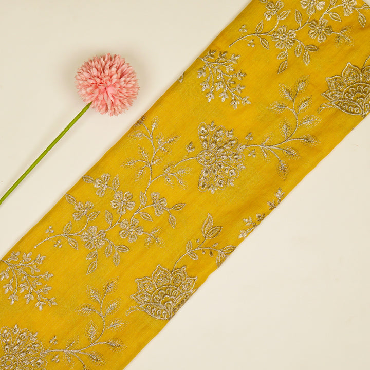 Sabira Jaal on Gold Tussar Chanderi Embroidered Fabric