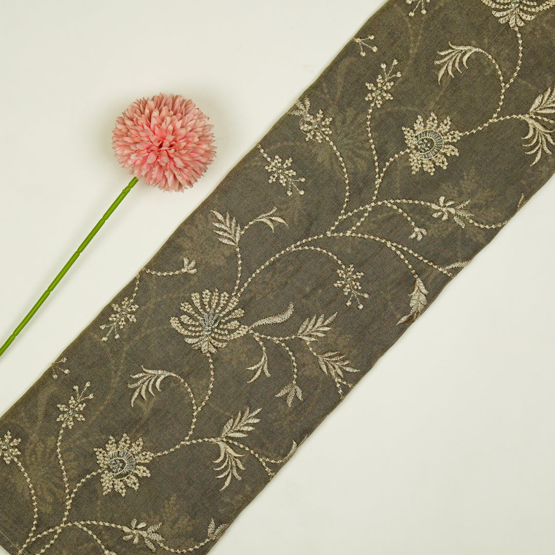 Safira Jaal on Grey Tissue Embroidered Fabric